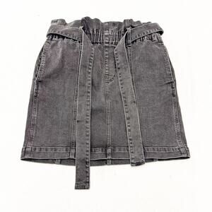 Madewell Rouched Paper Waist Belted Mini Skirt Charcoal Black Size 8